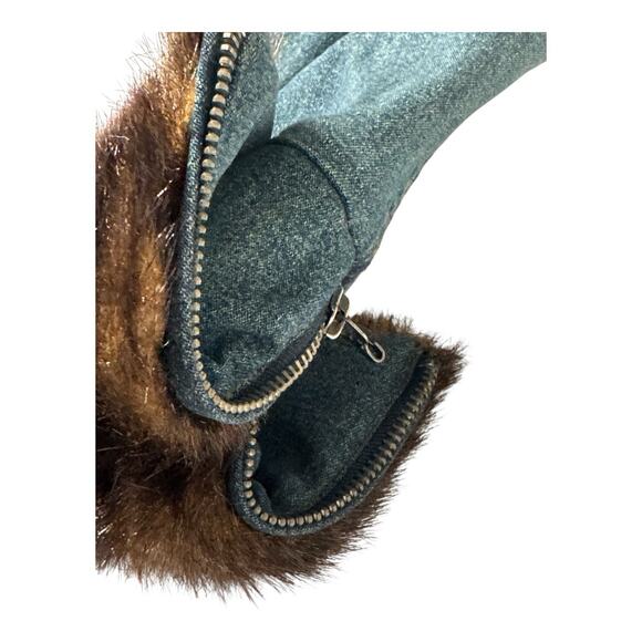 Women’s Mudd Jeans Y2K L Denim Long Sleeve Button Jacket Coat With Faux Fur - Picture 12 of 14